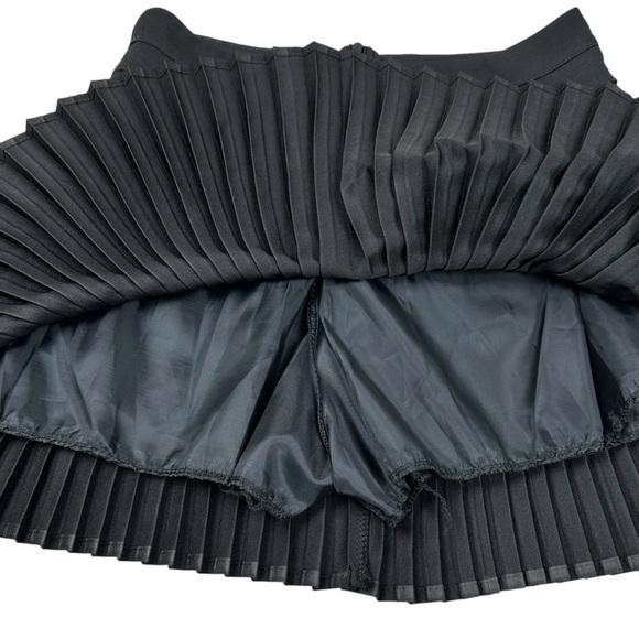 Pleated black mini skirt, Small, flared, lined, office, gothic Streetwear, NWT - Picture 3 of 6